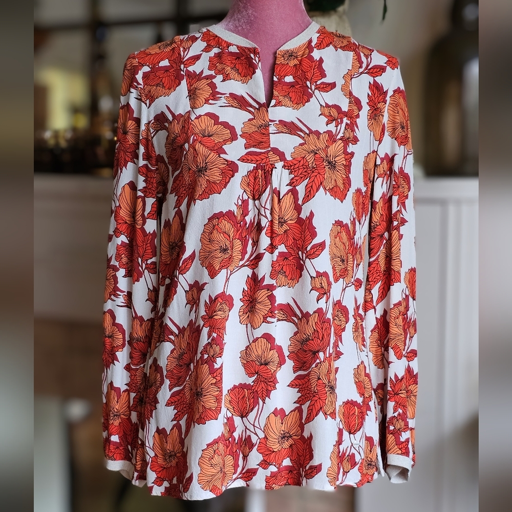 Olsen Tunic Blouse. Floral Blouse. Tunic Blouse.